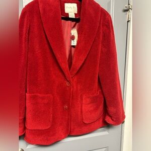 Cindy Bai Vintage red plush blazer style coat. NWT!! Size large. Great find